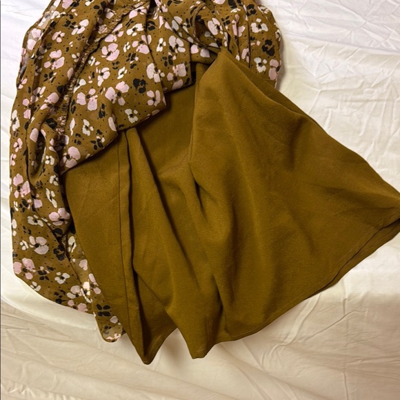 Who What Wear Brown Tan Ruffled Tie Front Sundress - Picture 11 of 12